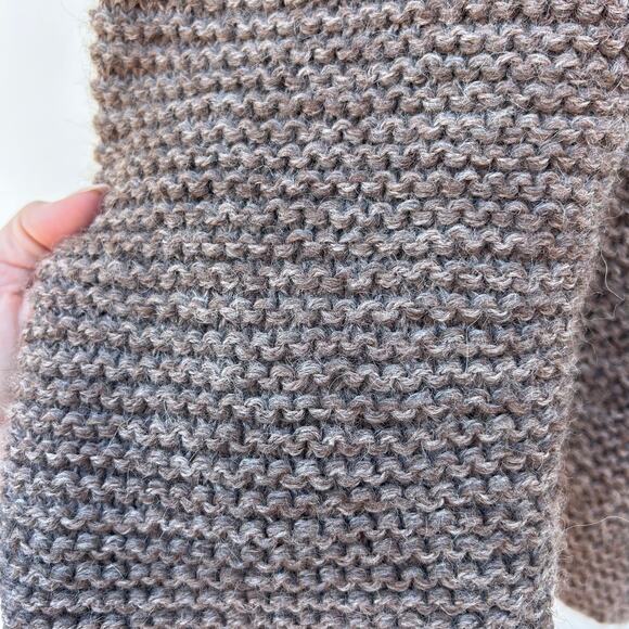 Boutique Hand Knit Oversized Soft Brown Cardigan Sweater Sterling Silver XL - Picture 4 of 10